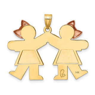 14k Yellow and Rose Gold Large Double Girls Pendant