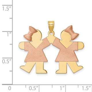 14k Yellow and Rose Gold Large Double Girls Pendant
