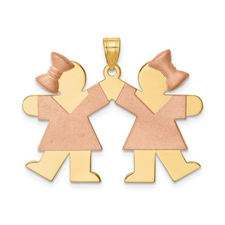 14k Yellow and Rose Gold Large Double Girls Pendant