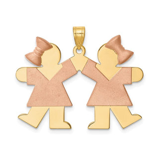 14k Yellow and Rose Gold Large Double Girls Pendant