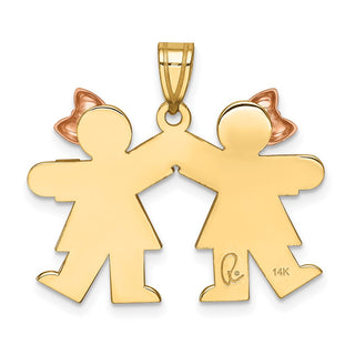 14k Yellow and Rose Gold Small Double Girls Pendant XK423