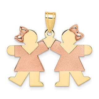 14k Yellow and Rose Gold Small Double Girls Pendant XK423
