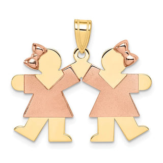 14k Yellow and Rose Gold Small Double Girls Pendant XK423