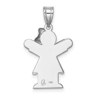 14k White Gold Small Girl w/Bow On Right Pendant XK425