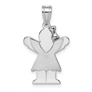14k White Gold Small Girl w/Bow On Right Pendant XK425