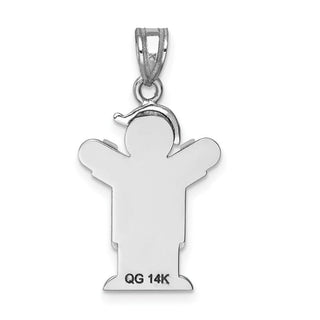 14k White Gold Small Boy w/Hat On Left Pendant XK426