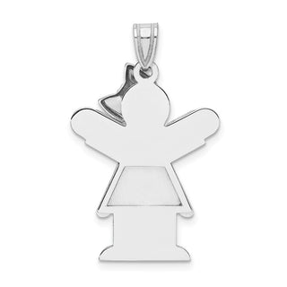 14k White Gold Medium Girl w/Bow On Right Pendant XK427