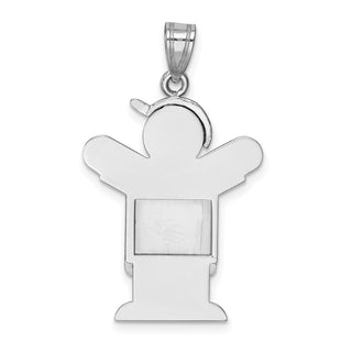 14k White Gold Medium Boy w/Hat On Left Pendant XK428