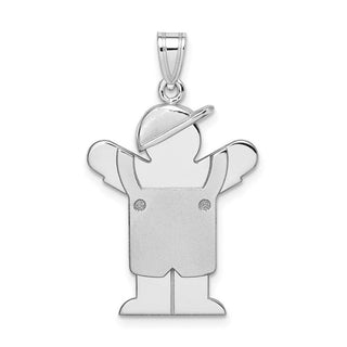 14k White Gold Medium Boy w/Hat On Left Pendant XK428