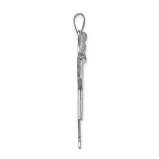 14k White Gold Large Girl w/Bow On Left Pendant
