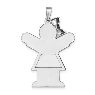 14k White Gold Large Girl w/Bow On Left Pendant