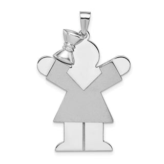 14k White Gold Large Girl w/Bow On Left Pendant