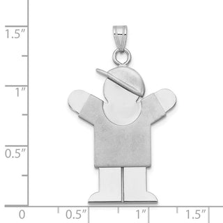 14k White Gold Large Boy w/Hat On Right Pendant