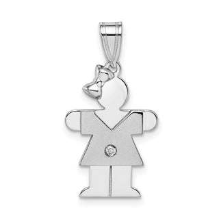 14k White Gold A Diamond Kid Pendant XK431A