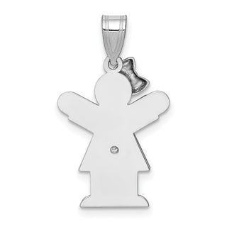 14k White Gold A Diamond Kid Pendant XK434A