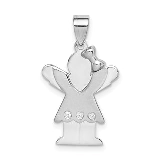 14k White Gold A Diamond Kid Pendant XK435A