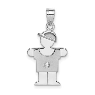 14k White Gold AA Diamond Kid Pendant XK436AA