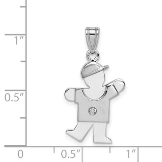14k White Gold A Diamond Kid Pendant XK437A