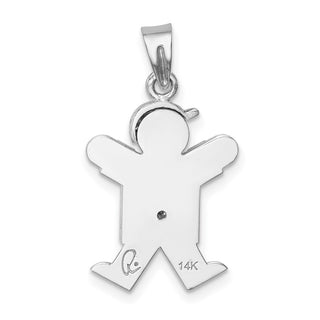 14k White Gold A Diamond Kid Pendant XK438A