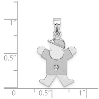 14k White Gold A Diamond Kid Pendant XK438A