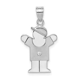 14k White Gold A Diamond Kid Pendant XK439A