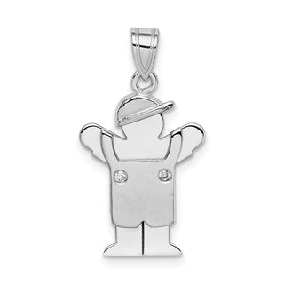 14k White Gold AA Diamond Kid Pendant XK440AA