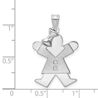 14k White Gold A Diamond Kid Pendant XK444A