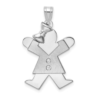 14k White Gold AA Diamond Kid Pendant XK444AA