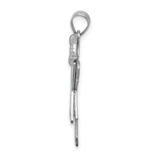 14k White Gold Complete Girl w/Bow on Right Diamond Pendant