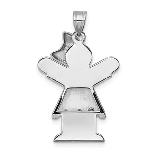 14k White Gold A Diamond Kid Pendant XK446A
