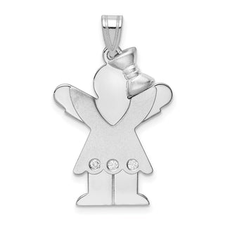14k White Gold A Diamond Kid Pendant XK446A