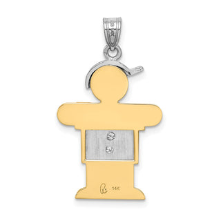 14k White Gold AA Diamond Kid Pendant XK448AA