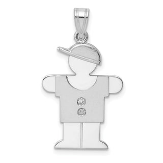 14k White Gold A Diamond Kid Pendant XK448A