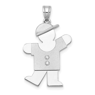 14k White Gold A Diamond Kid Pendant XK449A