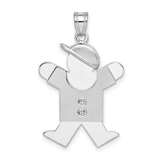 14k White Gold A Diamond Kid Pendant XK450A