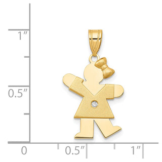 14k Yellow Gold A Diamond Kid Pendant XK453A