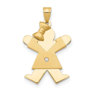 14k Yellow Gold A Diamond Kid Pendant XK454A