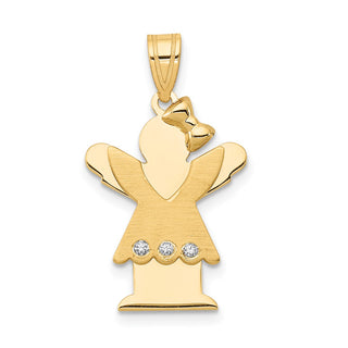 14k Yellow Gold A Diamond Kid Pendant XK456A