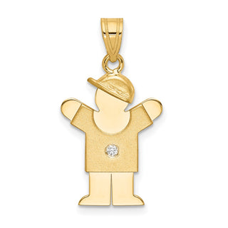 14k Yellow Gold A Diamond Kid Pendant XK459A
