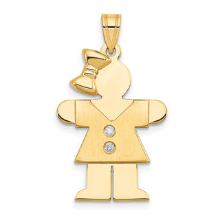 14k Yellow Gold A Diamond Kid Pendant XK461A