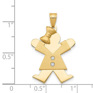 14k Yellow Gold A Diamond Kid Pendant XK462A