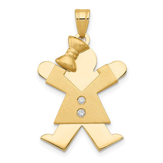 14k Yellow Gold A Diamond Kid Pendant XK462A