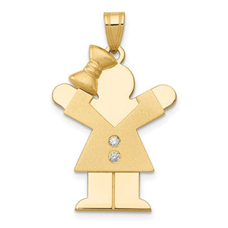14k Yellow Gold A Diamond Kid Pendant XK463A