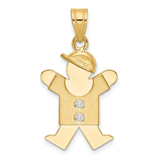 14k Yellow Gold A Diamond Kid Pendant XK466A