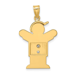 14k Yellow Gold A Diamond Kid Pendant XK467A