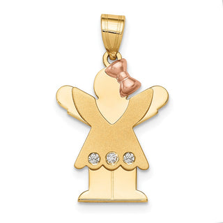 14k Two-tone Gold A Diamond Kid Pendant XK479A