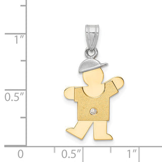 14k Two-tone Gold A Diamond Kid Pendant XK480A