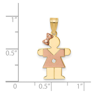 14k Two-tone Gold A Diamond Kid Pendant XK497A