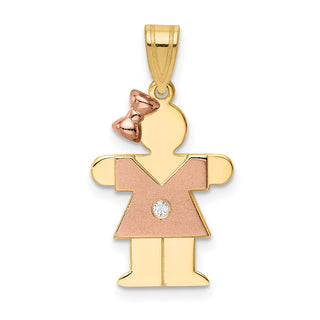 14k Two-tone Gold A Diamond Kid Pendant XK497A