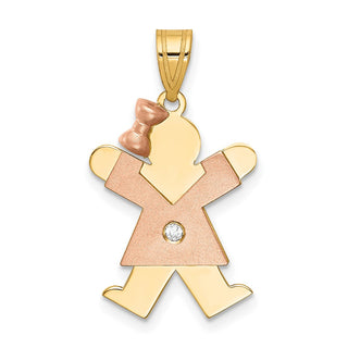 14k Two-tone Gold A Diamond Kid Pendant XK499A